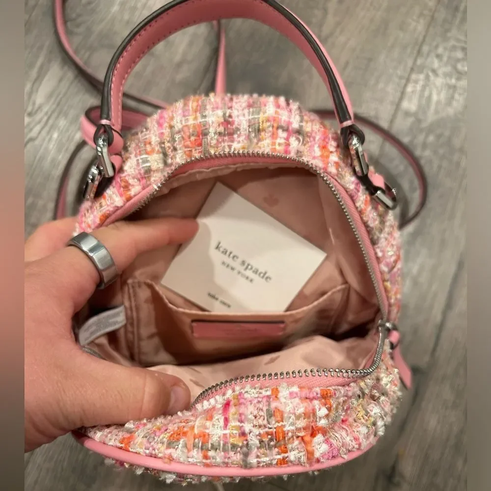 Kate Spade Briar Lane Quilted Tweed Mini Convertible Backpack Pink